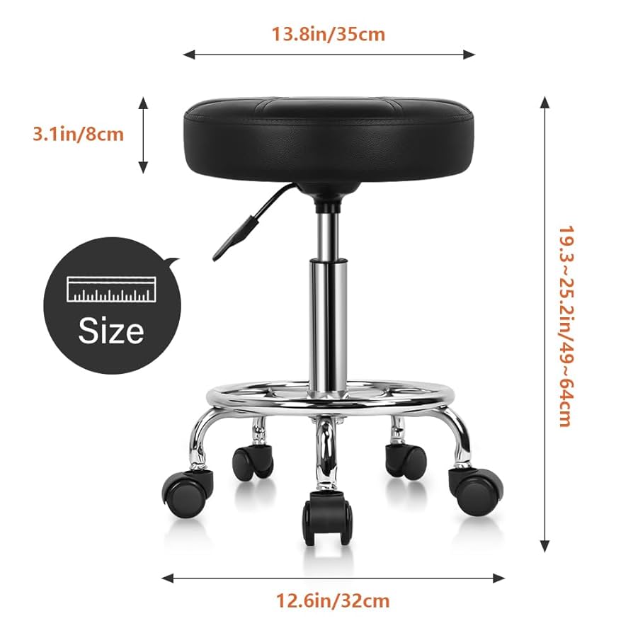 Amazon.com: KKTONER Round Rolling Stool Chair PU Leather